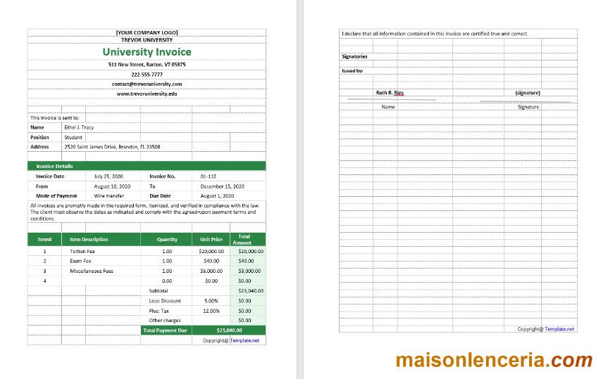 Pusty szablon faktury Uniwersyteckiej w formatach Word i PDF